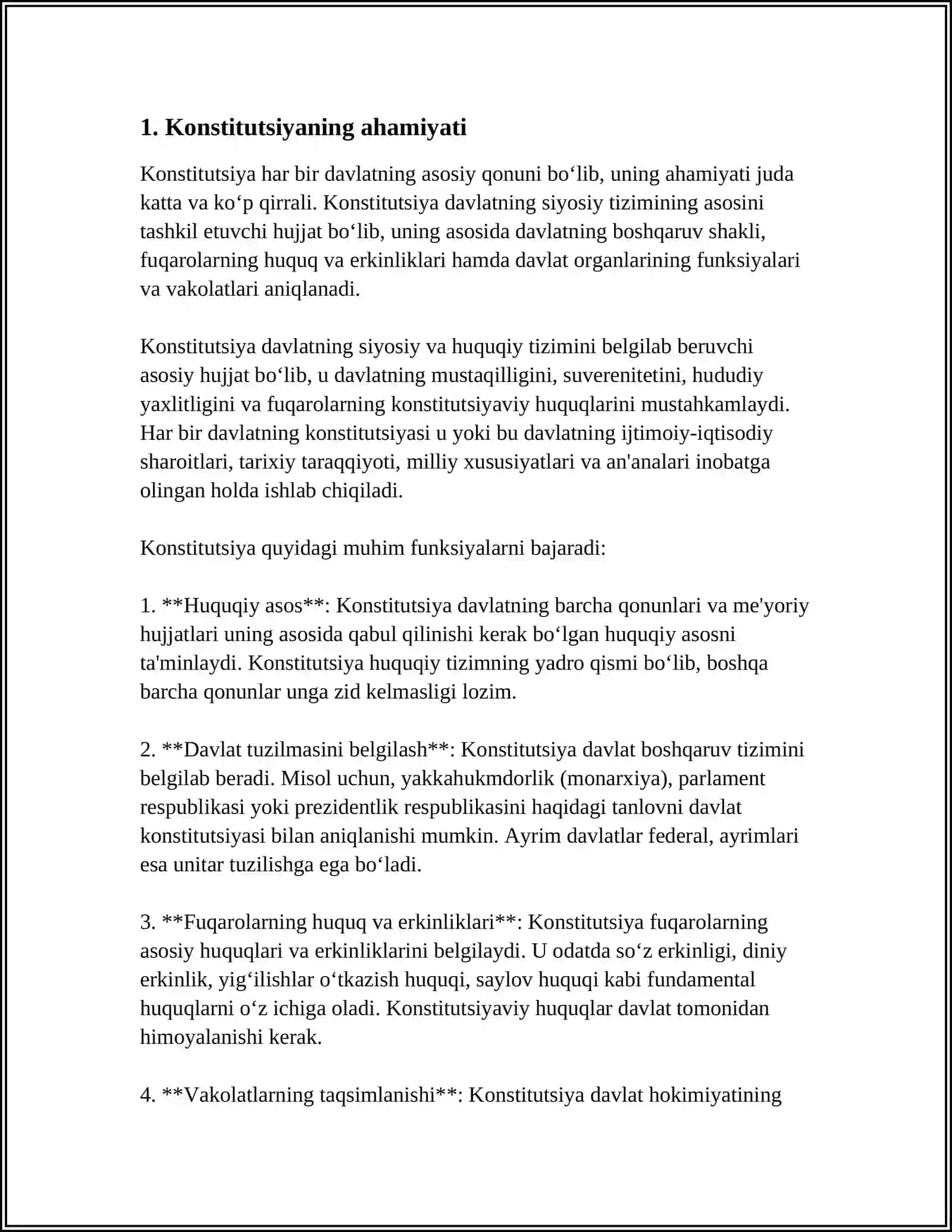 REFERAT Mavzu: KONSITUTSIYA-ERKINLIGIMIZ KAFOLATI 3