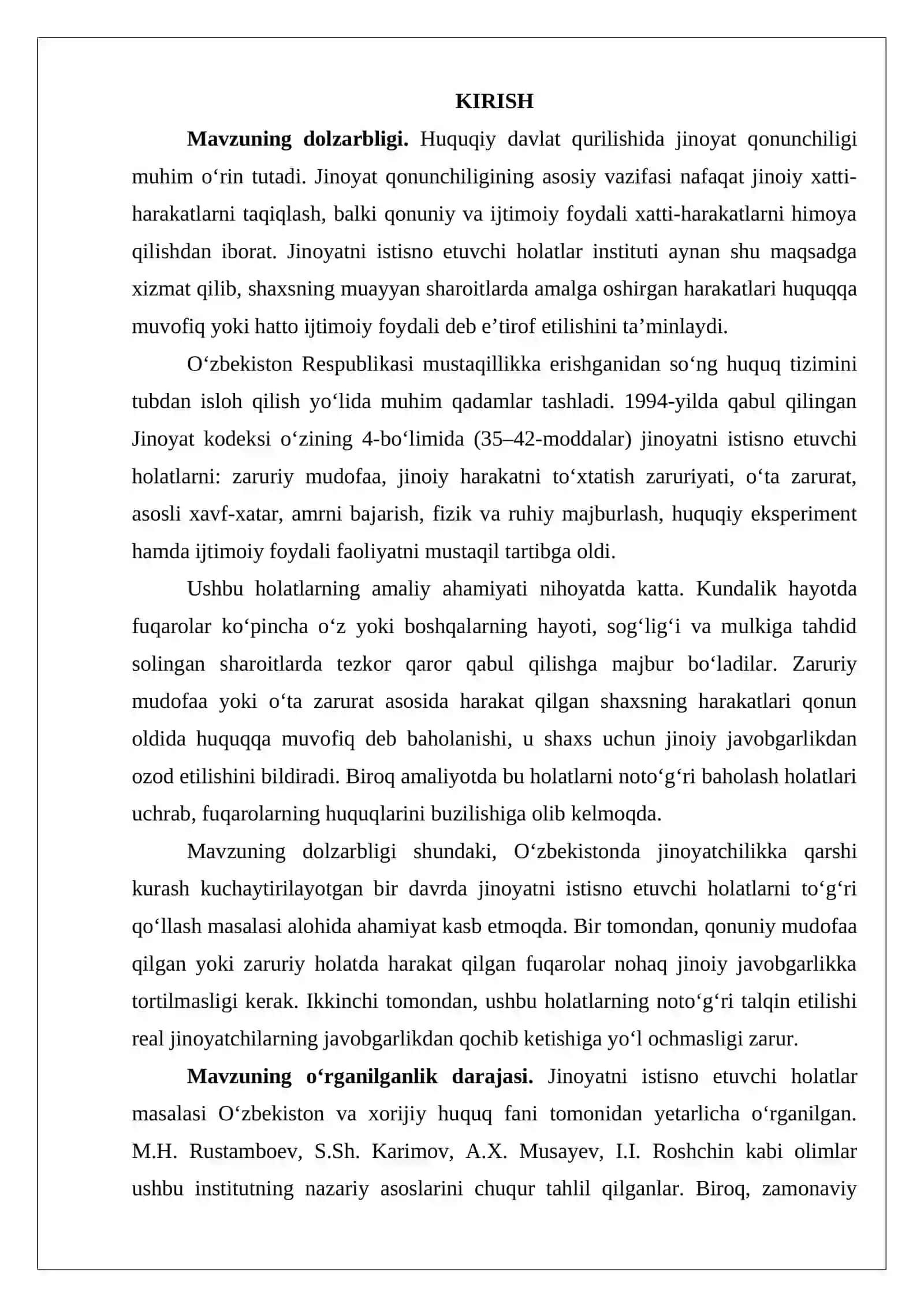 O‘ZBEKISTON JINOYAT QONUNCHILIGIDA JINOYATNI ISTISNO ETUVCHI HOLATLAR 3