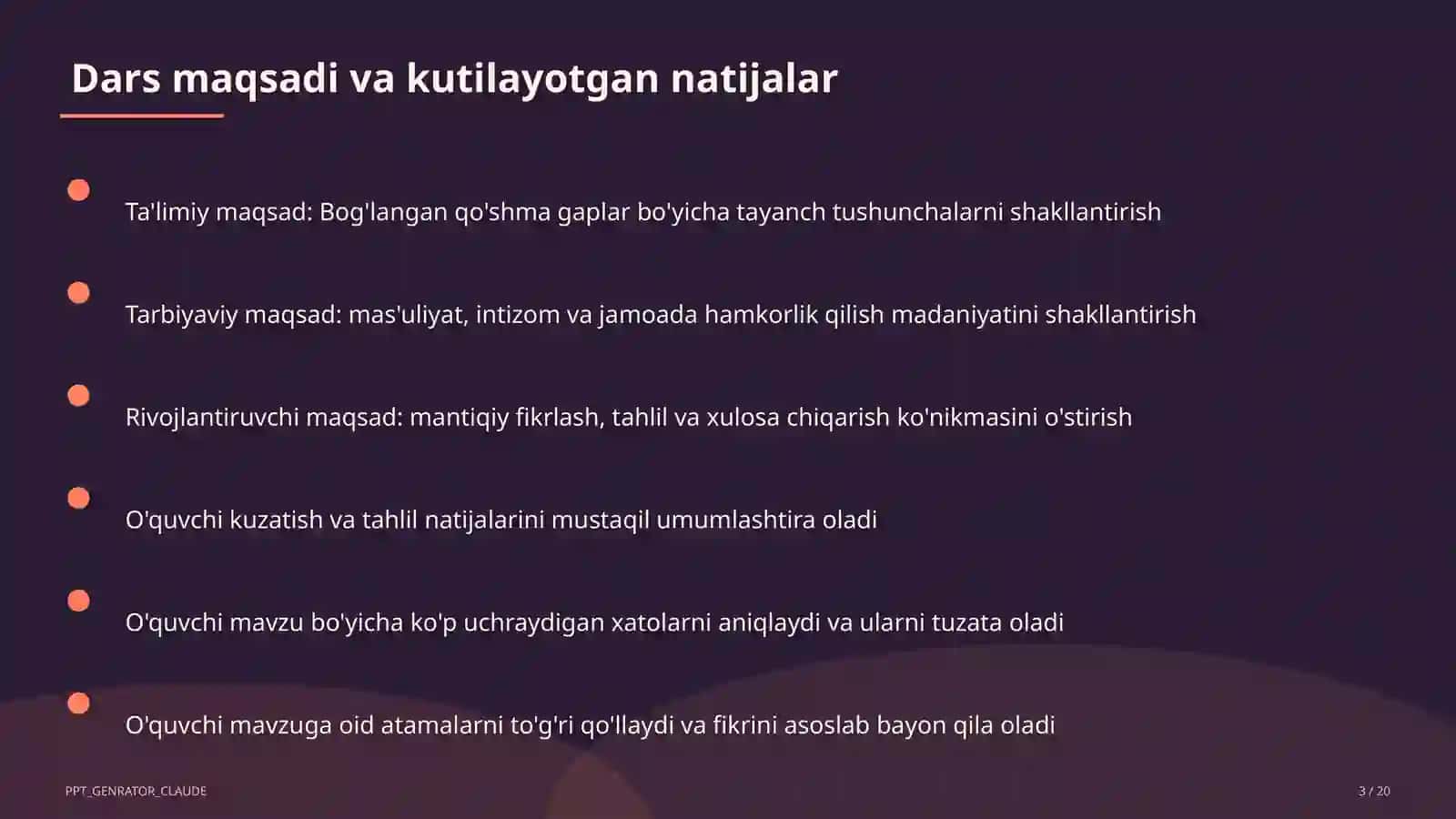 Bog'langan qo'shma gaplar (9-sinf) Ona tili (5–11) — takrorlash darsi uchun 3