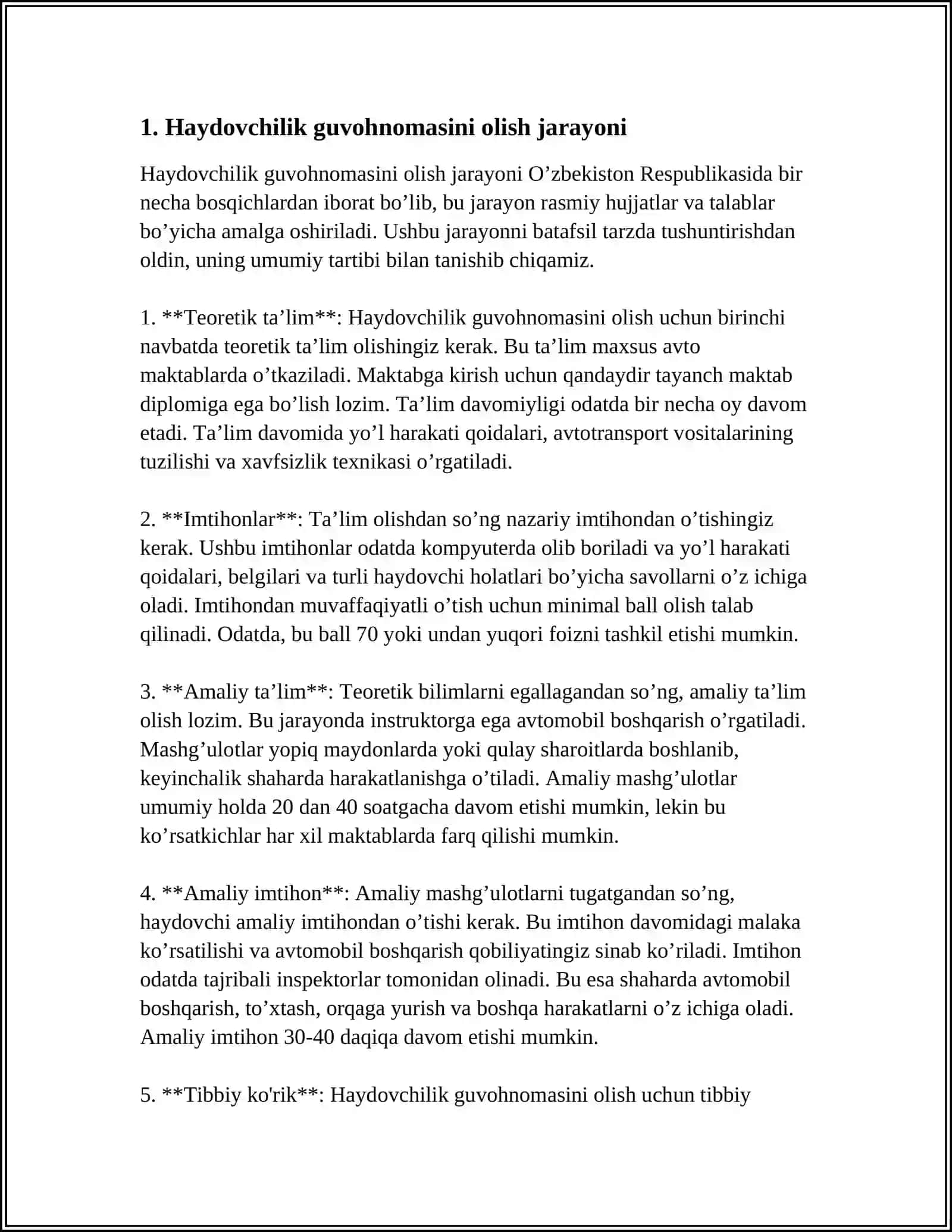HAYDOVCHILARNI TAYYORLASH VA ULARGA TEGISHLI HUJJATLARNI TOPSHIRISH BOYICHA ASOSI TALABLAR 3