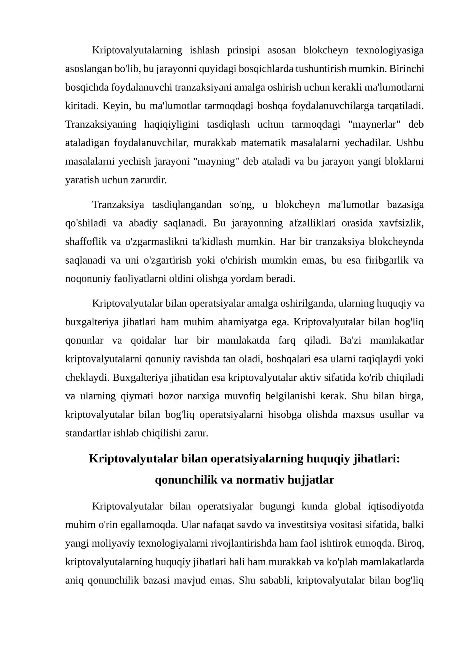 Kriptovalyutalar bilan operatsiyalar – hozirgi huquqiy vahisobiy jihatlar. 3