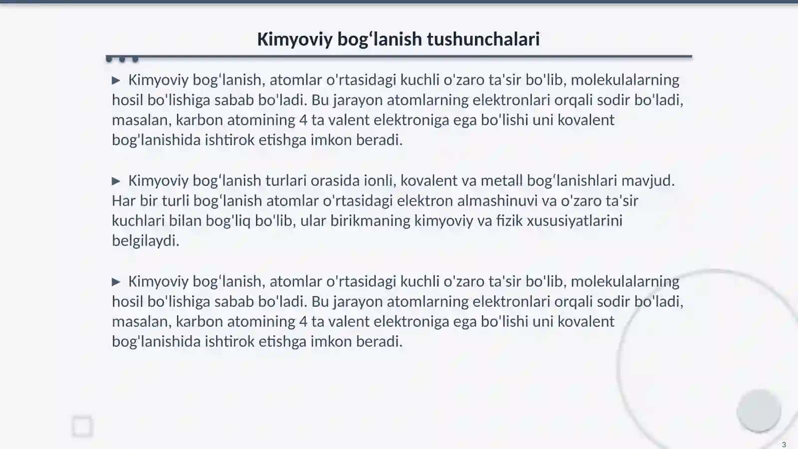 Kimyoviy bogʻlanishning hosil boʻlishi 3