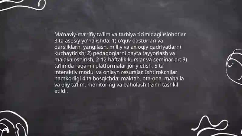 Maʼnaviy-maʼrifiy taʼlim va tarbiya tizimidagi islohotlar 3