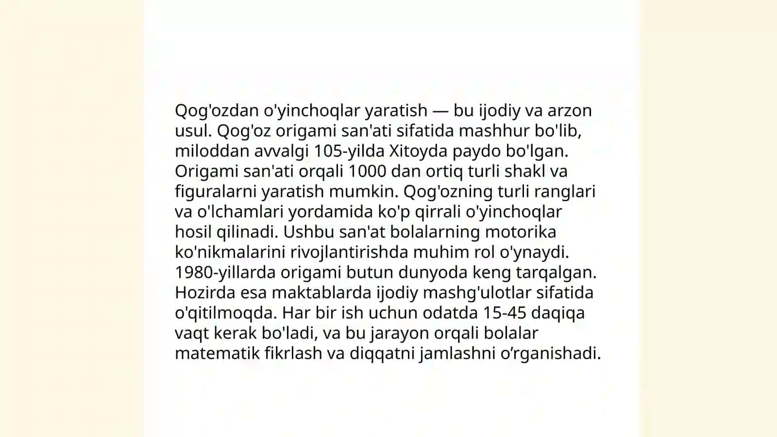 Boshlangʻich sinf texnologiya 3-sinf darsi uchun ishlanmalar tayyorlash 3