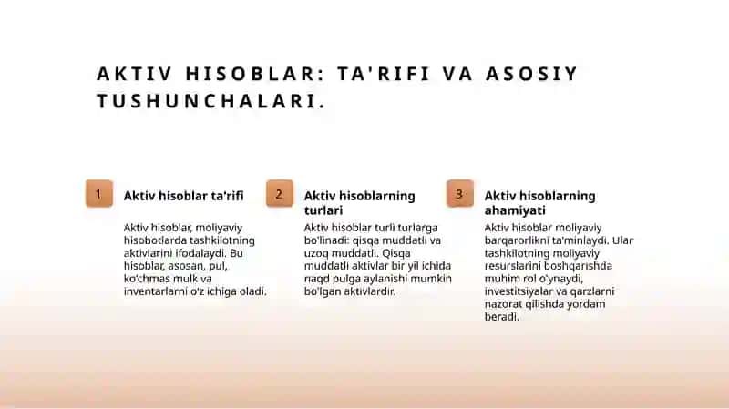 Aktiv hisoblar va ularning xususiyatlari 3