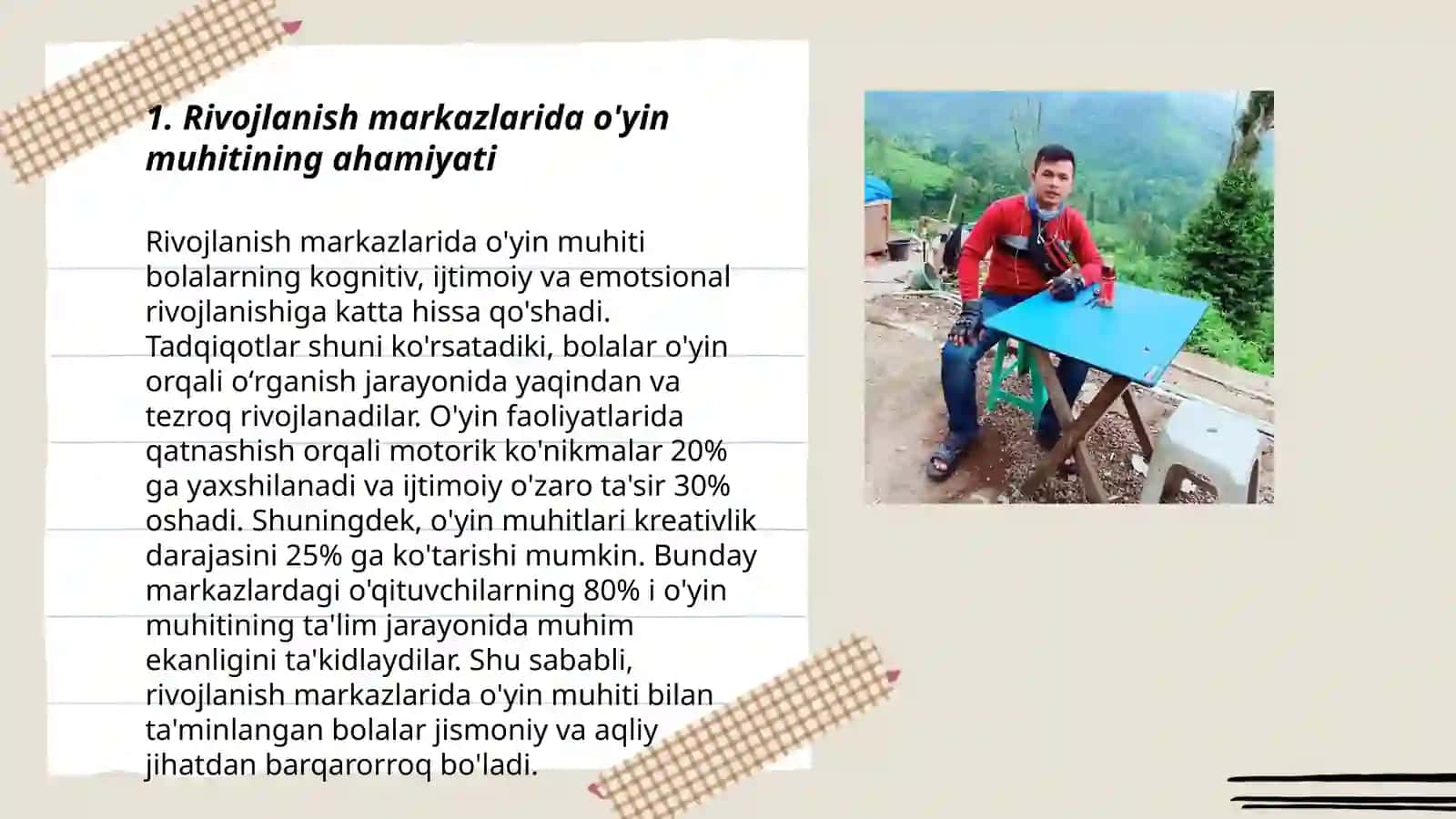 Rivojlanish markazlarida o'yin va o'yin muhitini tashkil etishning asosiy tamoyillari 3