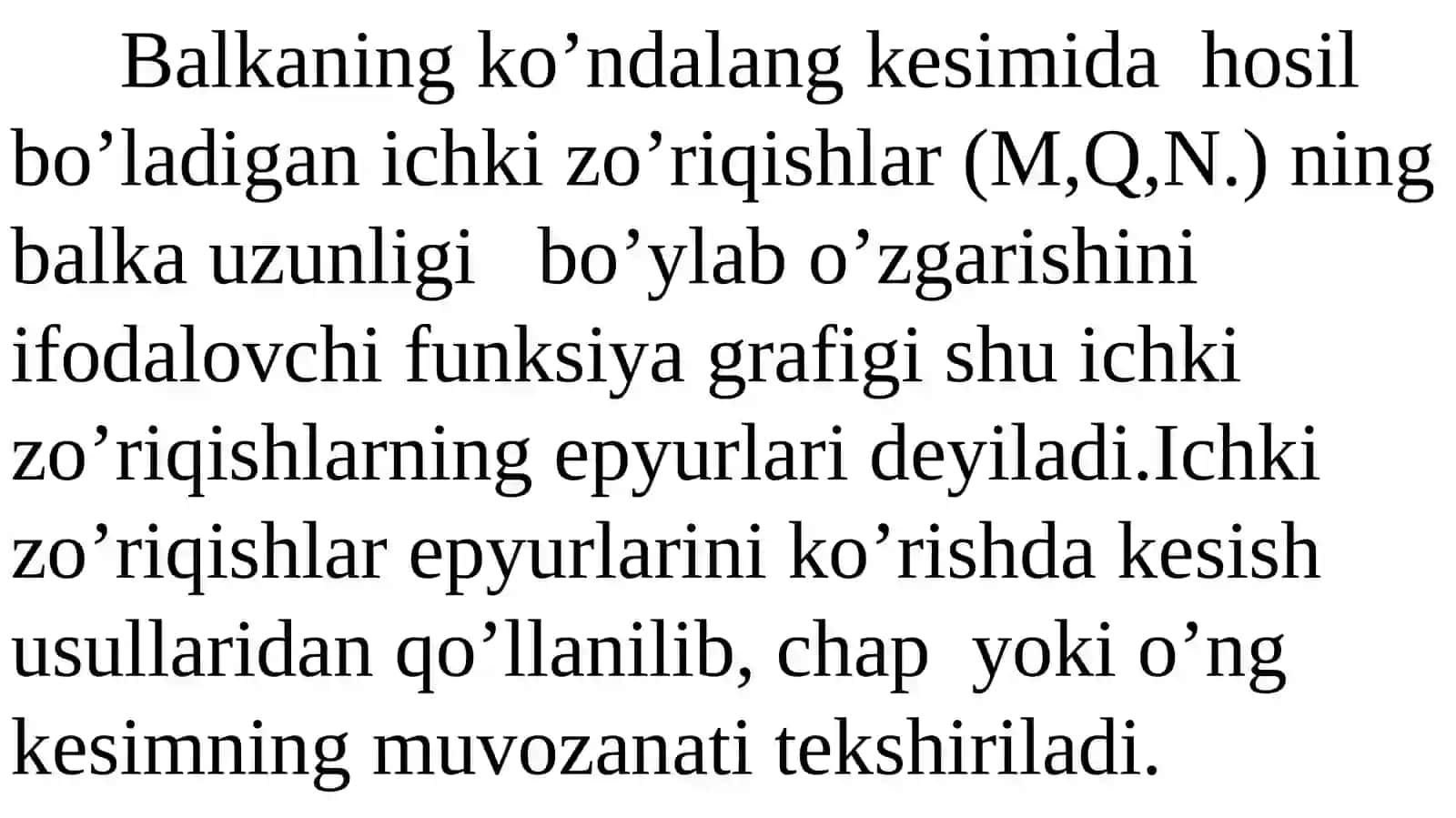 Egilish deformatsiyasi. Ichki zo'riqish shepyuralarini qurish. Egilish kuchlanishni aniqlash. Egilish deformatsiyasi. Ichki zo'riqish shepyuralarini ko'rish 3