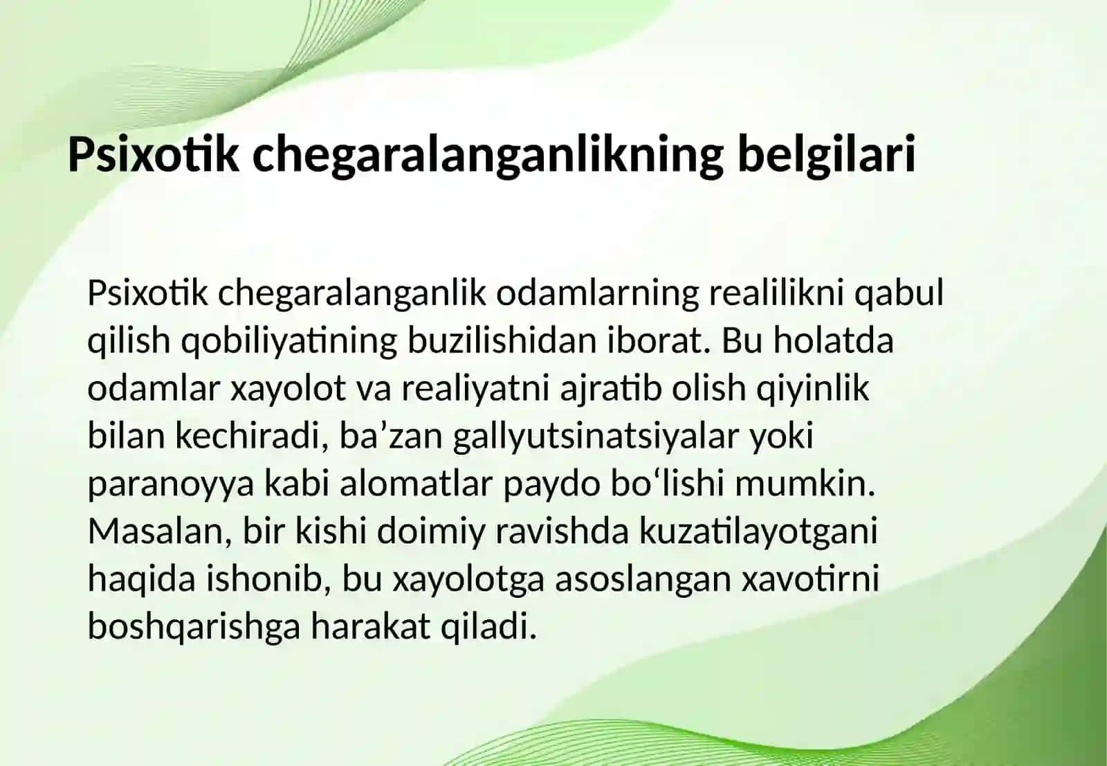 Shaxs taraqqiyoting psixotik chegaralangan va nevrotik darajalari 3
