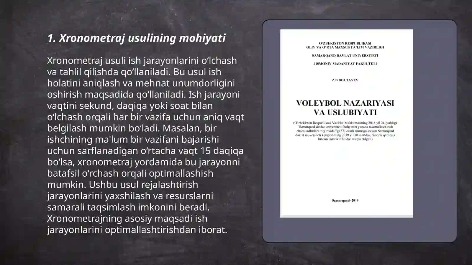 Jismoniy tarbiya darslarida xronometraj o'tkazish uslubiyati 3