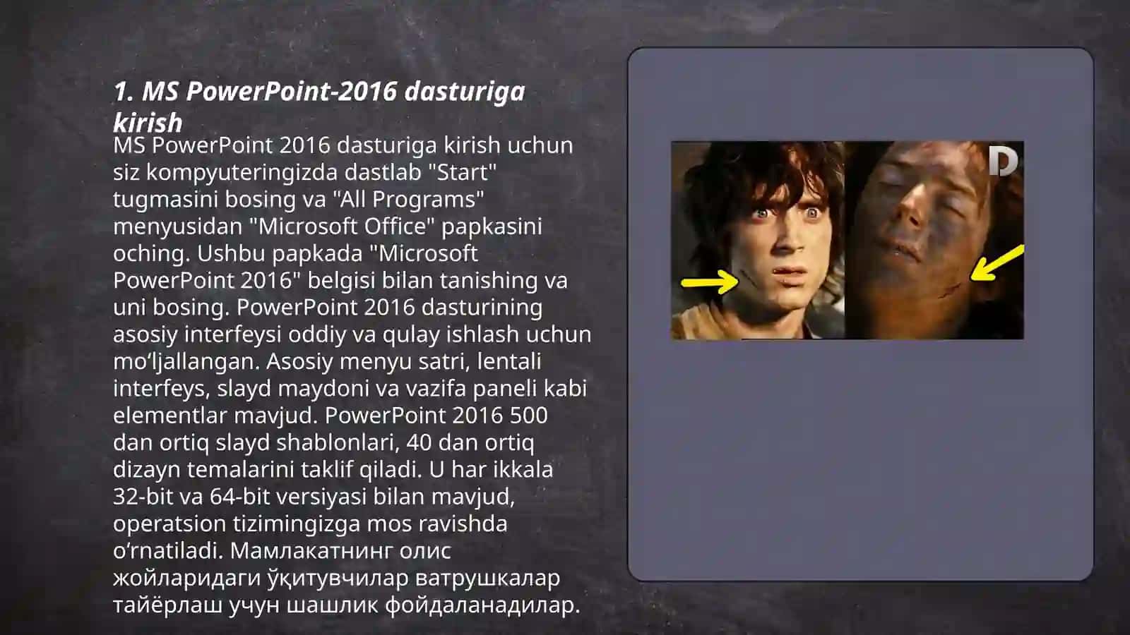MS Power Point-2016 dasturi vA uning imkoniyatlari 3