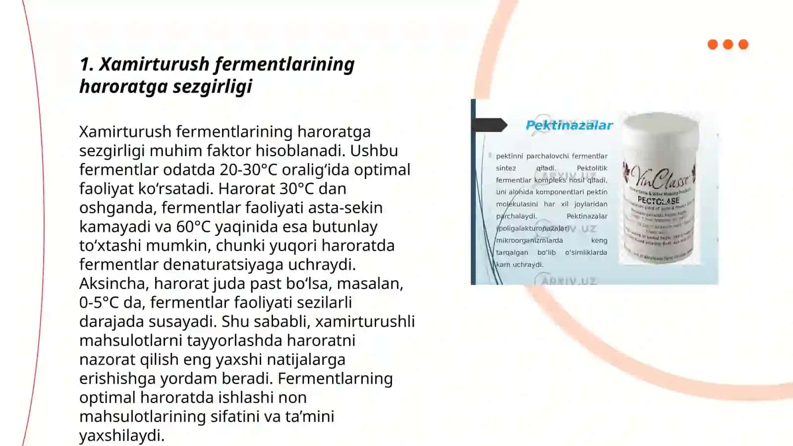 Xamirturush fermentlarining haroratga sezgirligi 3