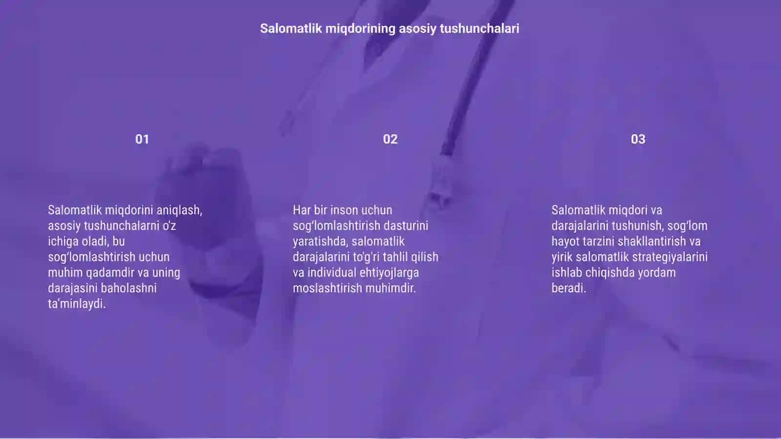 Salomatlik miqdorini aniqlash salomatlik darajalariga qarab sogʻlomlashtirish dasturini yaratish 3