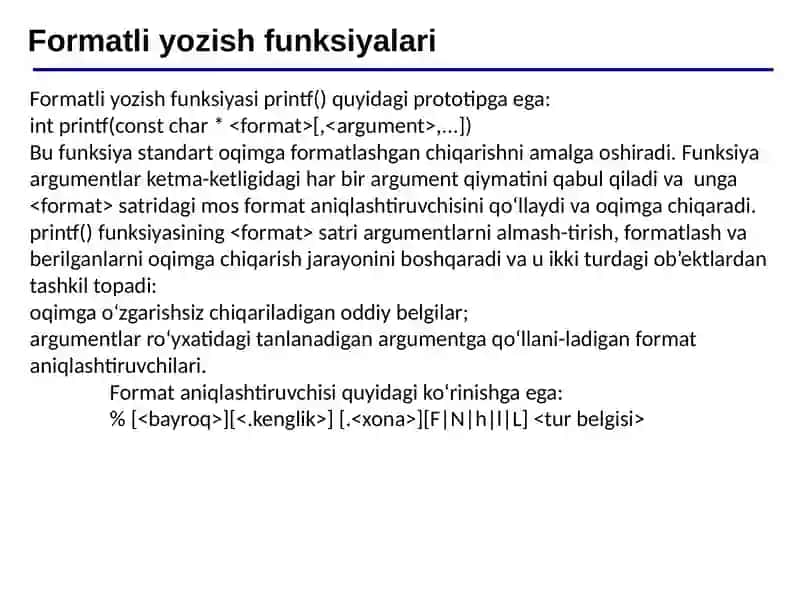 Formatli o‘qish va yozish funksiyalari 3