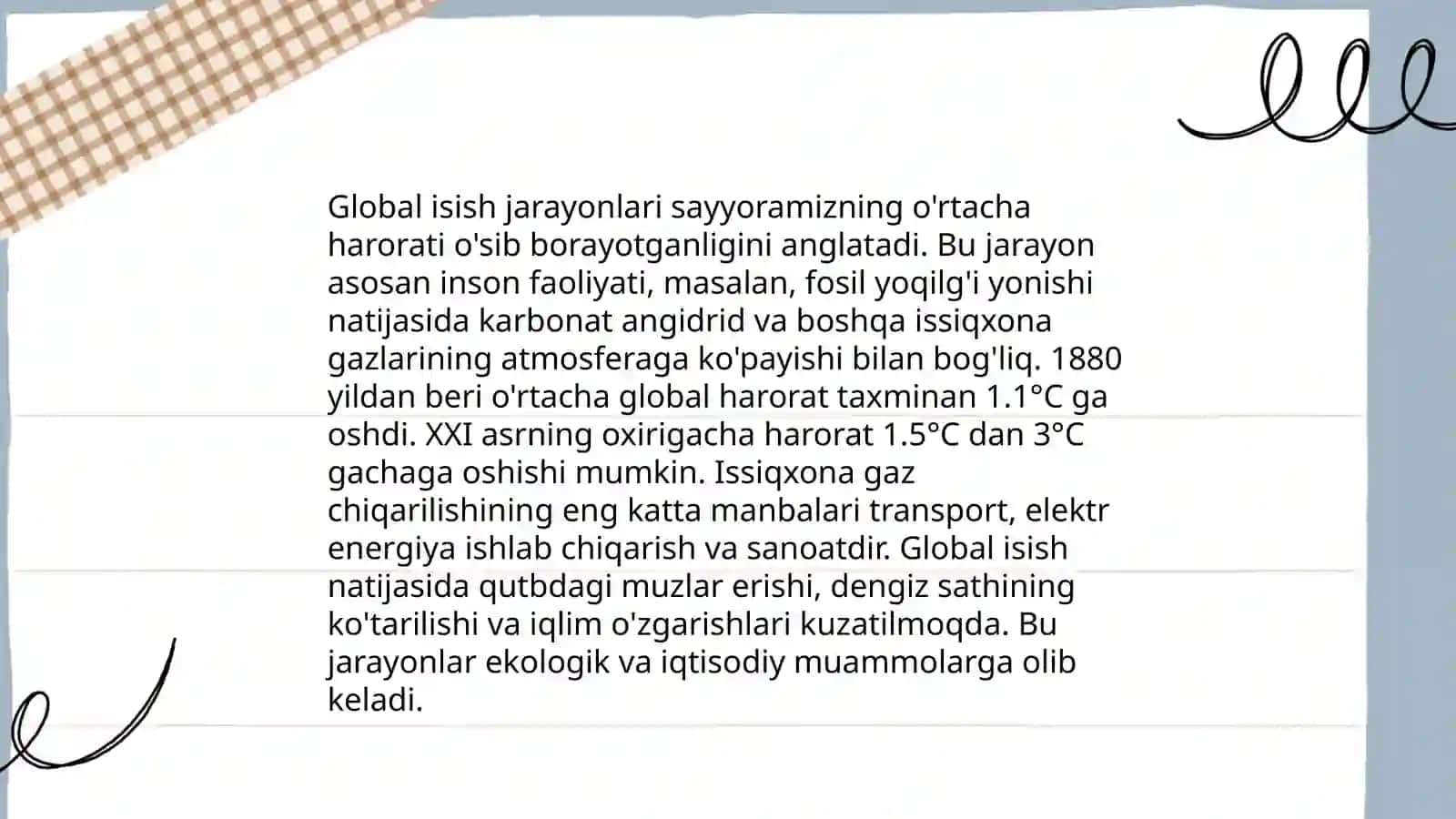 Global isish muammosi iqlim õzgarishi va ekologik havflar 3