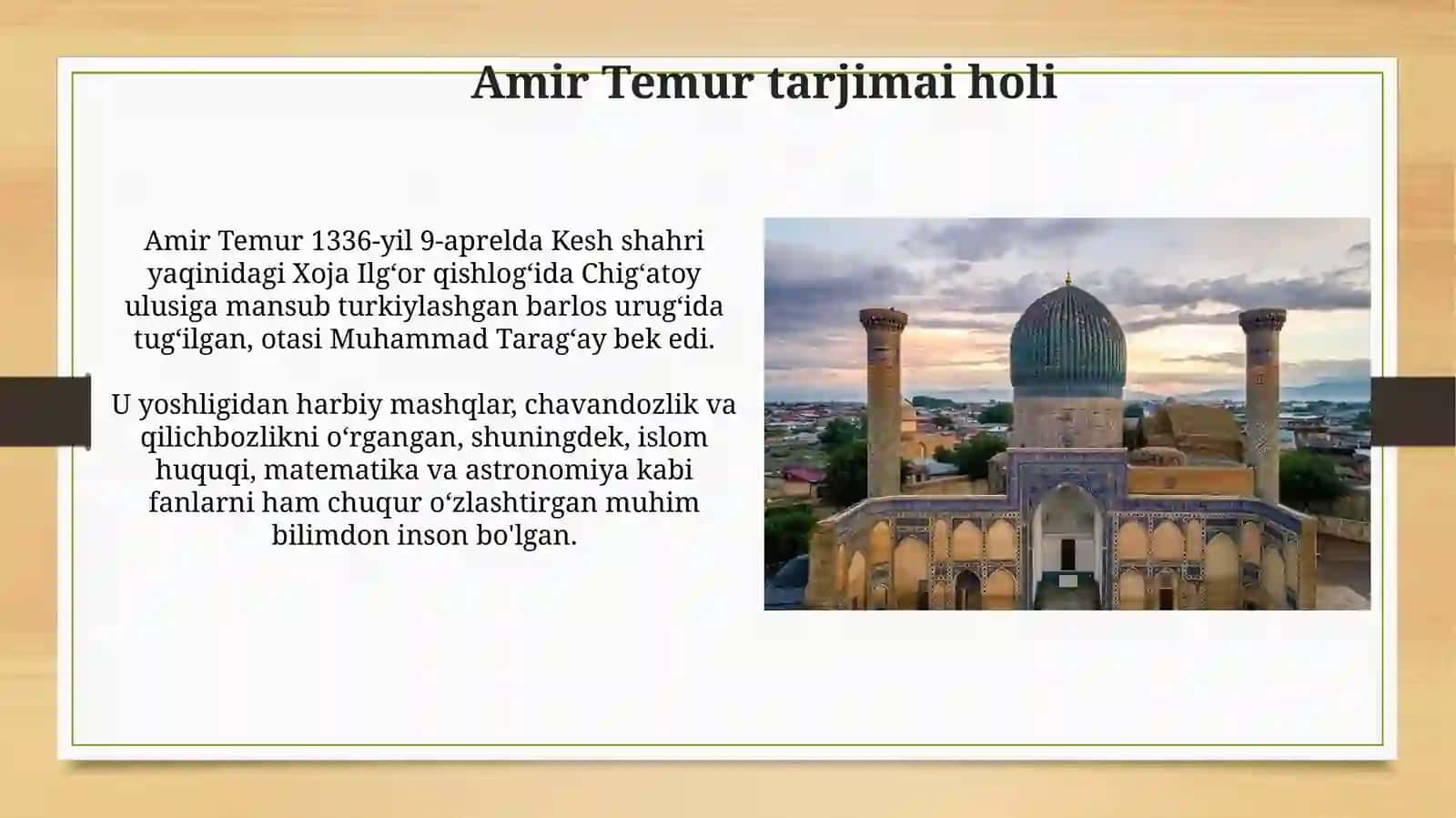 Amir Temur va Temuriylardavridavlatchiligi 3