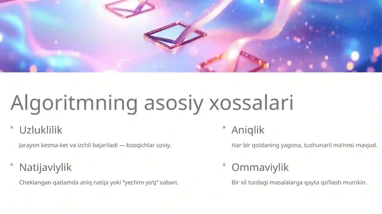 Algoritmlar va ularni tasvirlash usullari 3