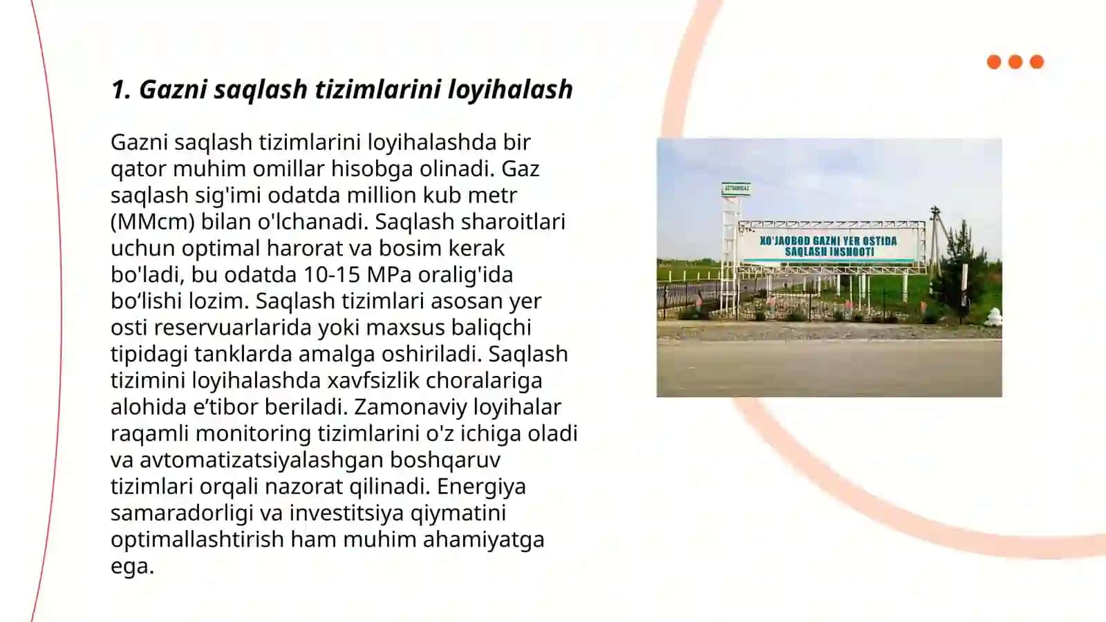 Gaz saqlash tizimlarini loyihalash 3