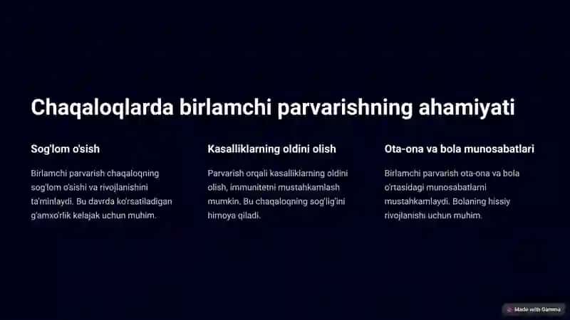 Chaqaloqlarda birlamchi parvarish 3
