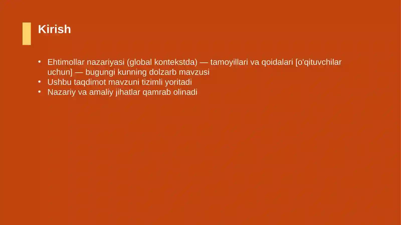 Ehtimollar nazariyasi (global kontekstda) — tamoyillari va qoidalari [o'qituvchilar uchun] 3
