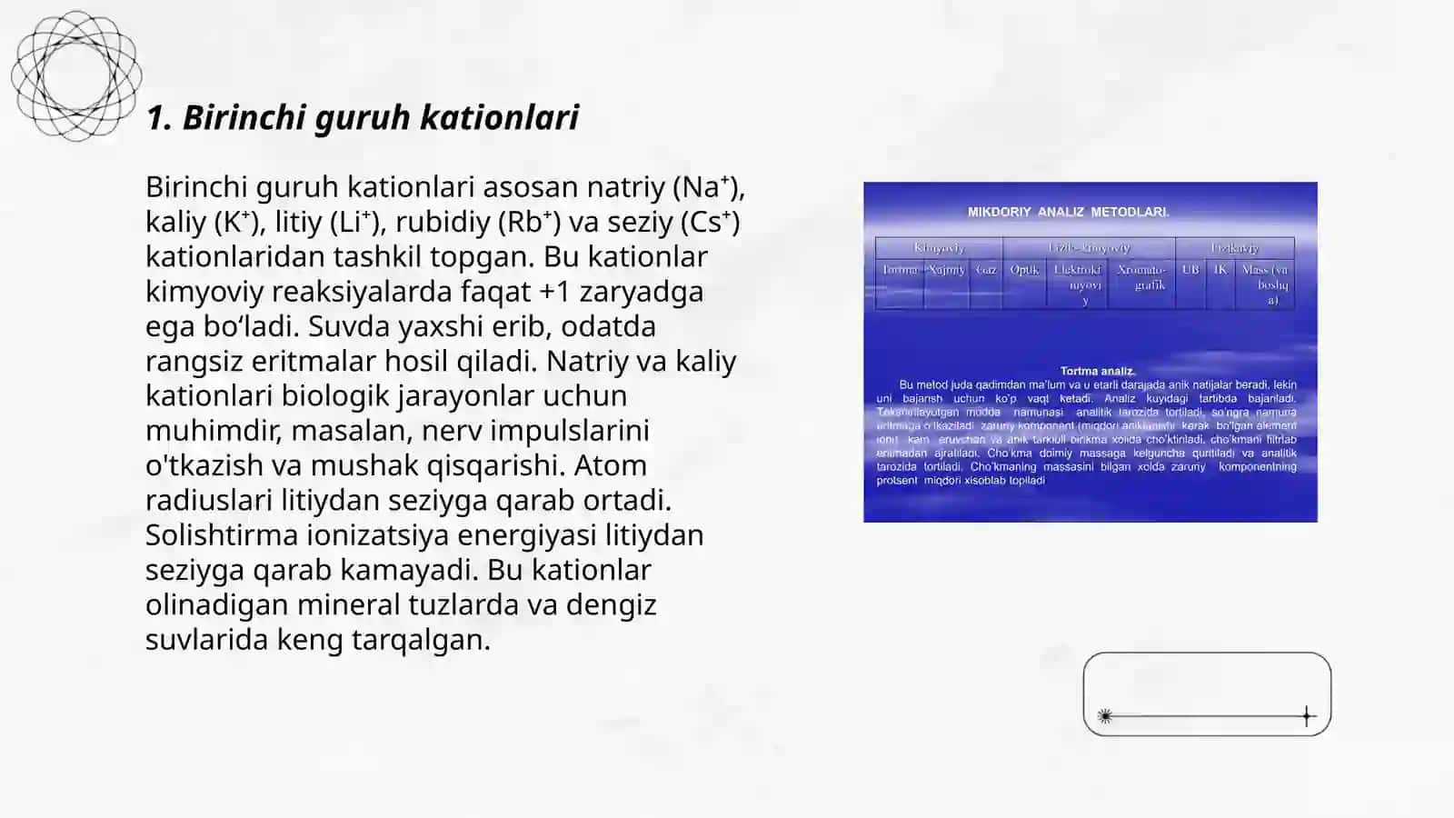 Birinchi, ikkinchi va uchinchi guruh kationlari aralashmasining analizi 3