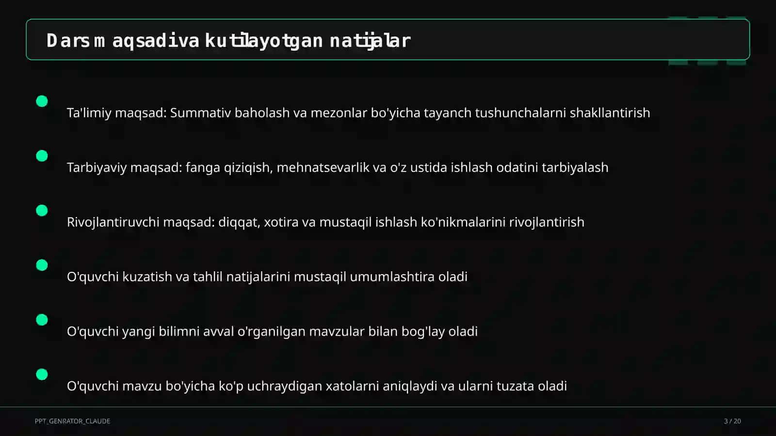 Summativ baholash va mezonlar 3