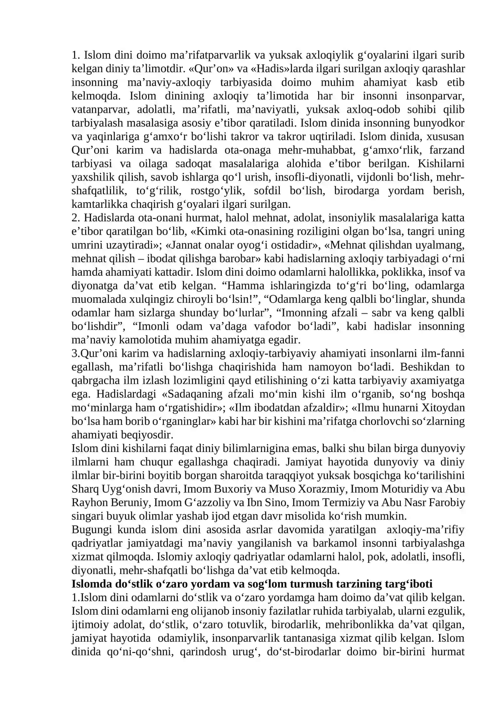 Islomda axloqiy qadriyatlar 3