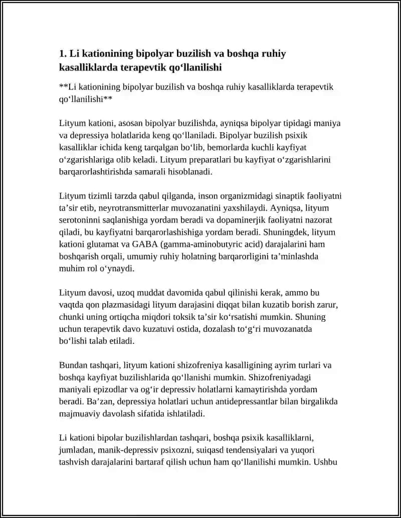 LI KATIONINI TIBBIYOTDA QOLLANISHI VA ANALITIK REAKSIYALARI 3