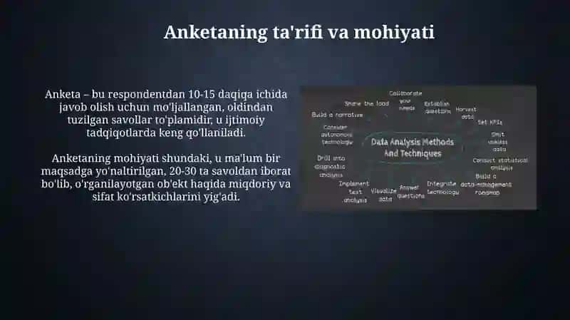 Anketalashtirish: turlari,metodlari va unga qo'yiladigan asosiy talablar 3