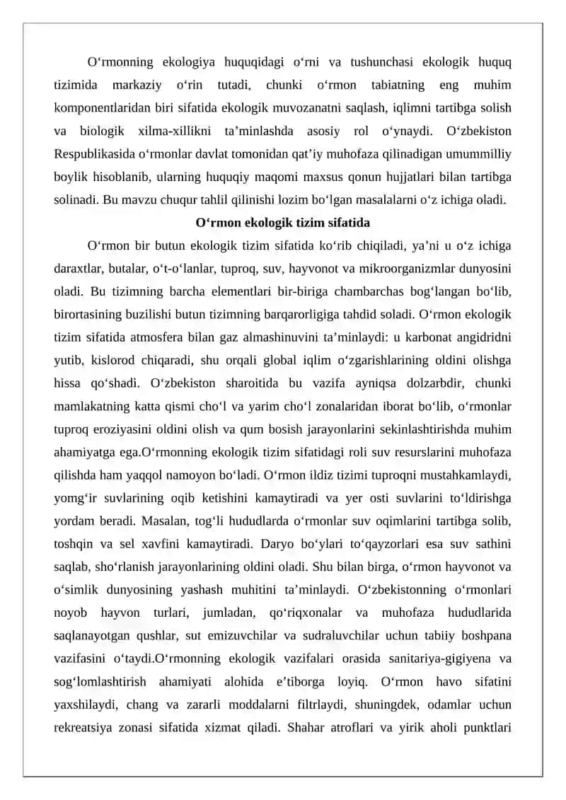 O‘rmon – ekologiya huquqning alohida obyekti 3