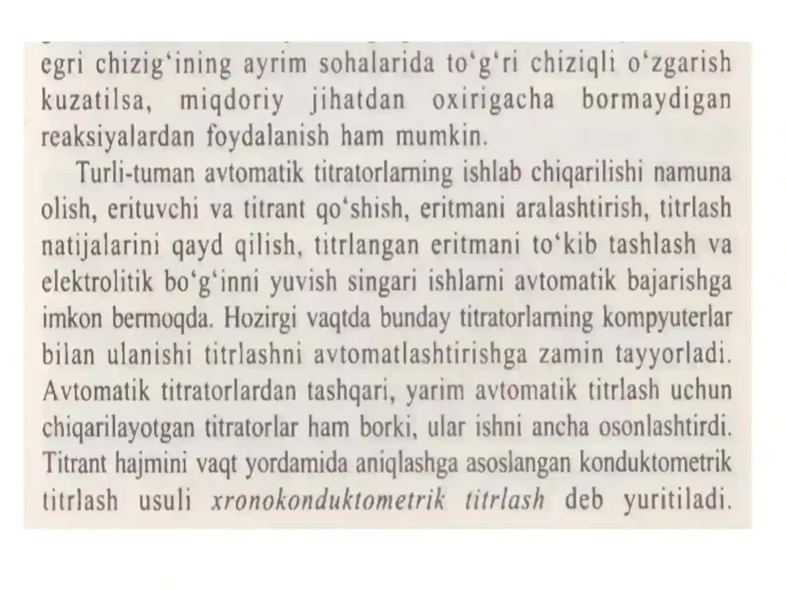 Bir va ko'p negizli kislota va asoslarni konduktomer titrlash usuli yordamida aniqlash 3