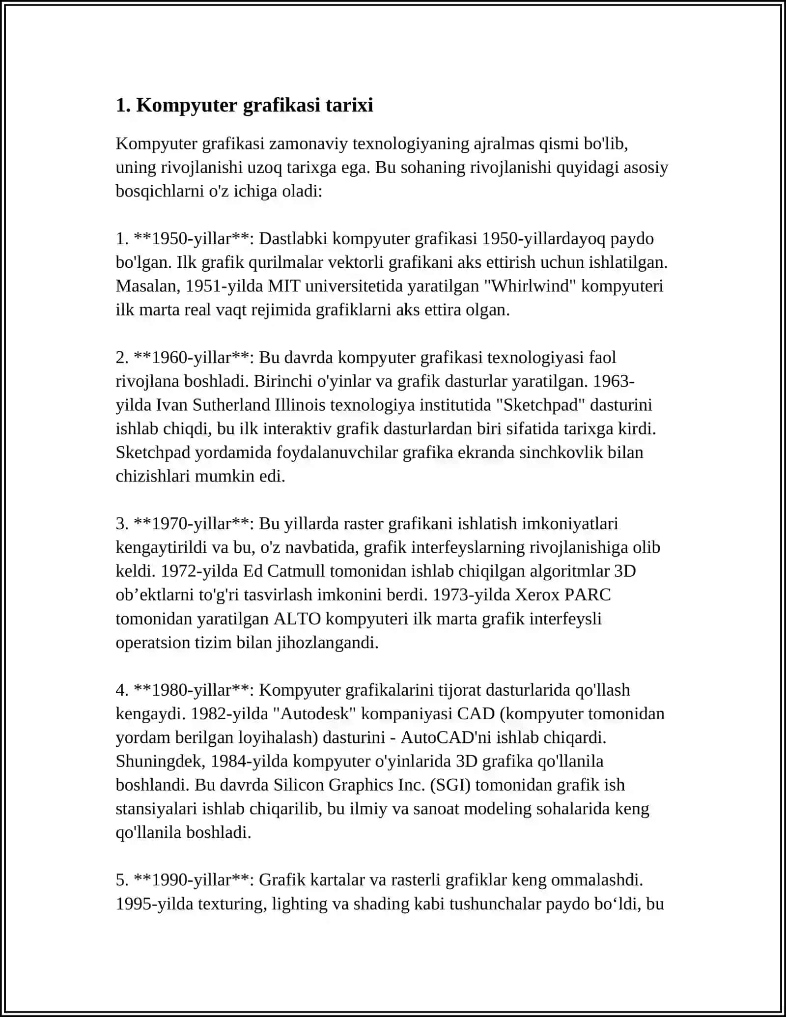 KOMPYUTER GRAFIKASI VA UNING TURLARI 3