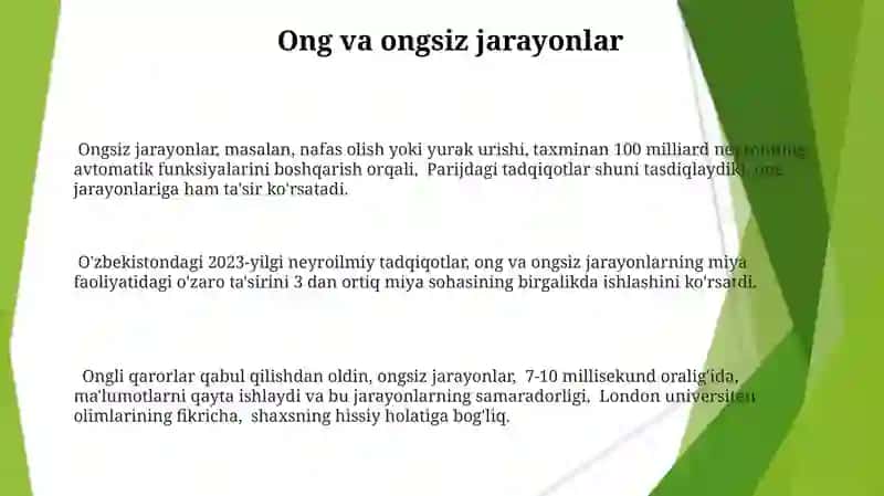 Psixik jarayonlar va miyaning o'zaro aloqadorligi 3
