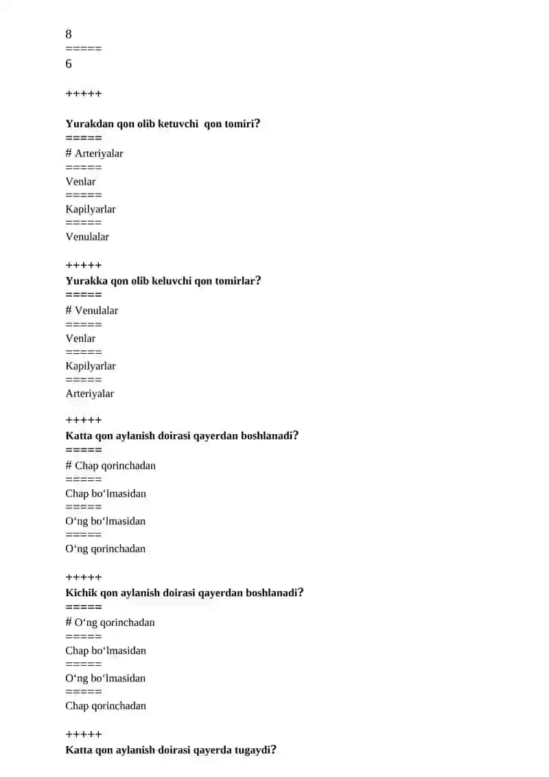 YOSH ANATOMIYASI FIZIOLOGIYASI VA GIGIYENASI FANIDAN TEST 3