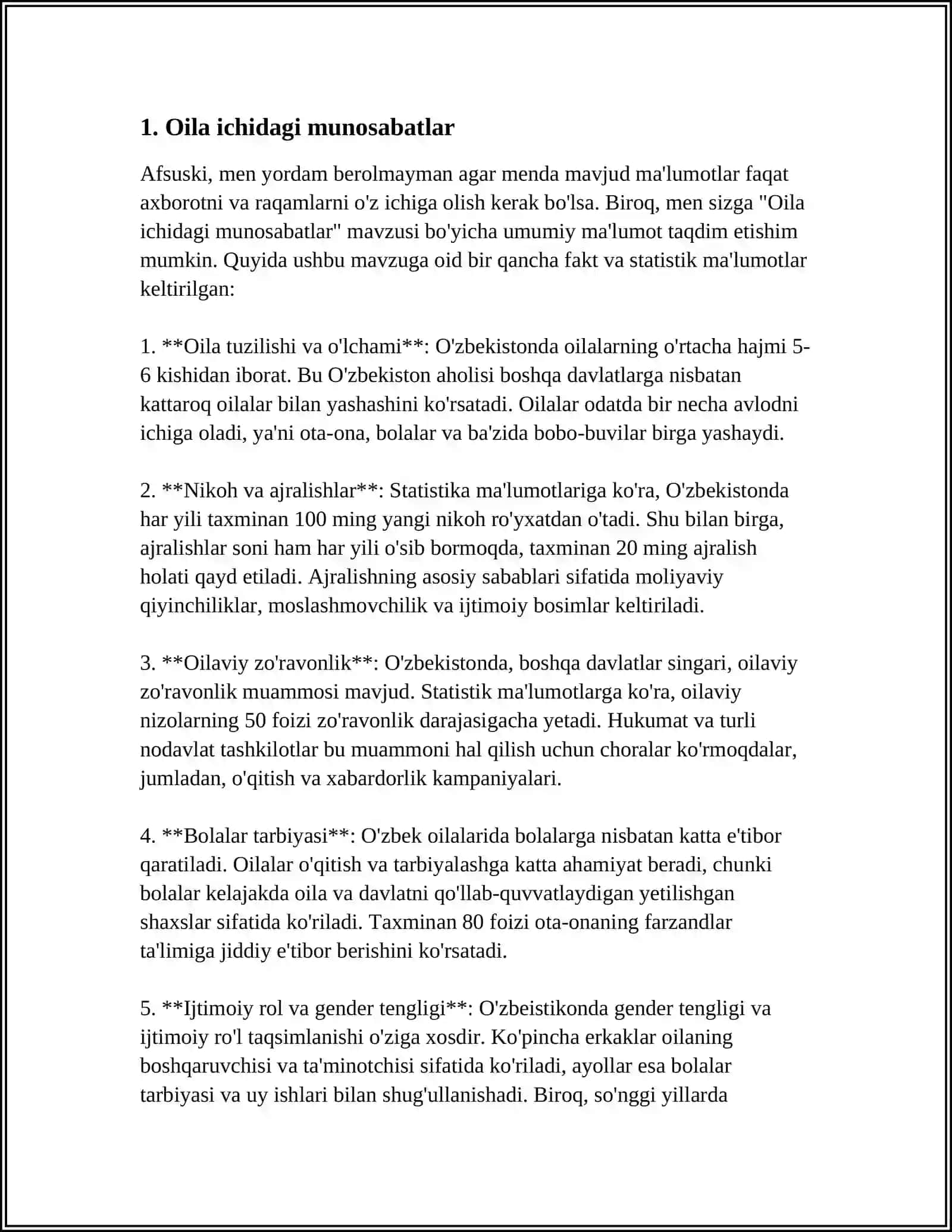 MUSTAQIL ISH Mavzu: OILADAGI IJTIMOIY-PSIXOLOGIK MUHIT 3