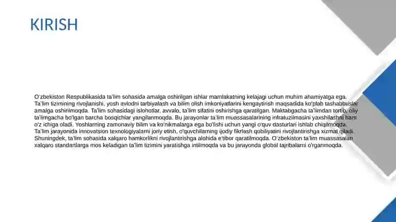 Oʻzbekiston Respublikasida taʼlim sohasida amalga oshirilgan ishlar 3
