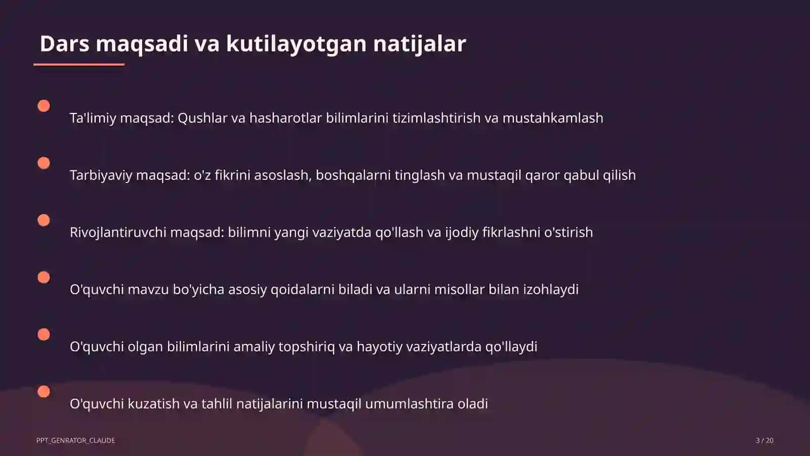 Qushlar va hasharotlar (2-sinf) 3