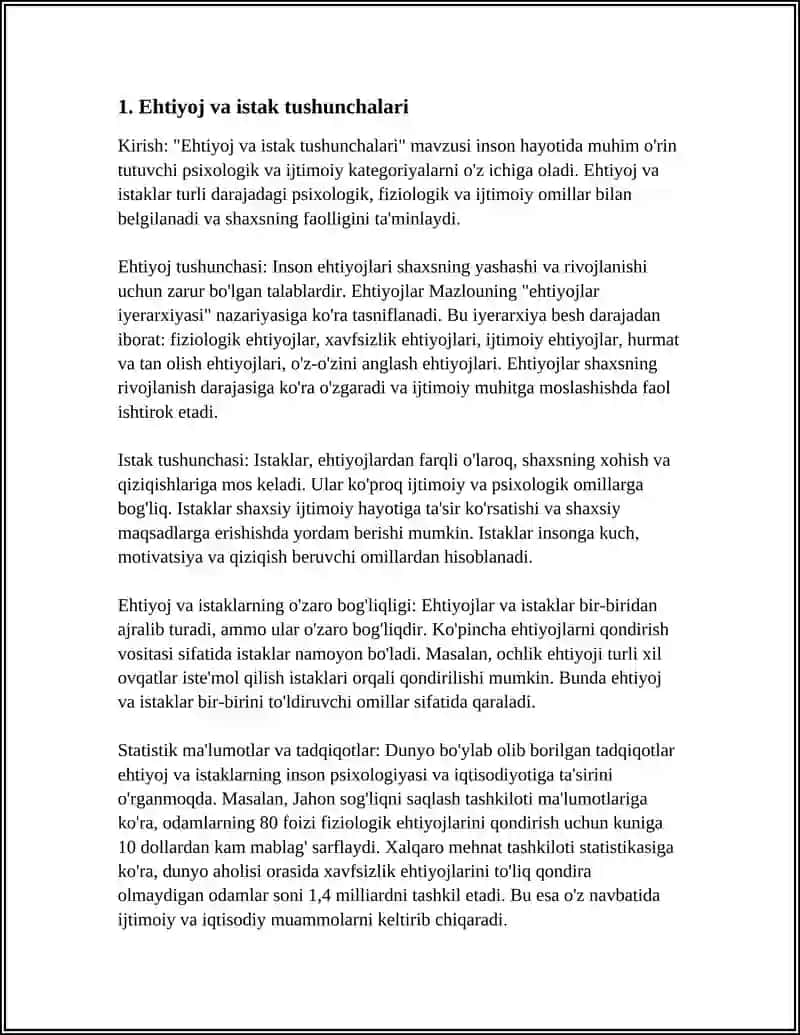XOZIRGI VA KELAJAKDAGI EHTIYOJLAR VA XOXISH ISTAKLAR O'RTASIDAGI FARQNI ANIQLASH 3