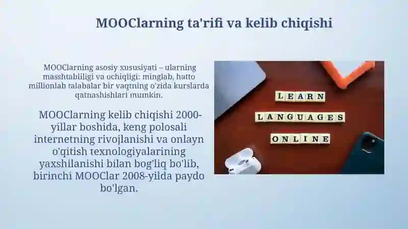 MOOClarning ta'rifi va xususiyatlari 3