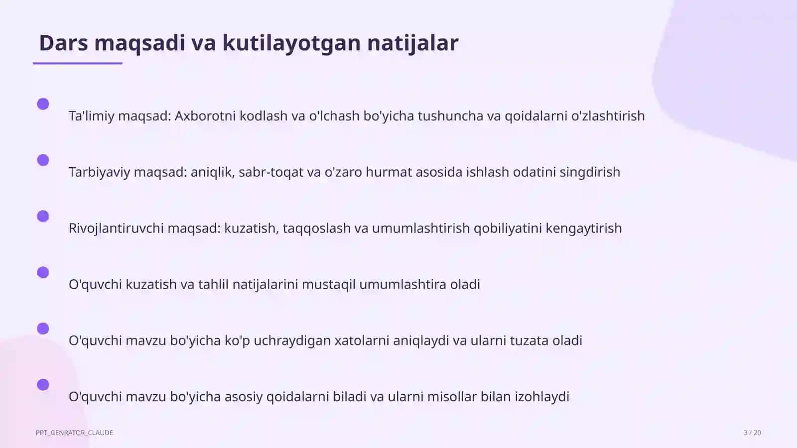 Axborotni kodlash va o'lchash (7-sinf) 3