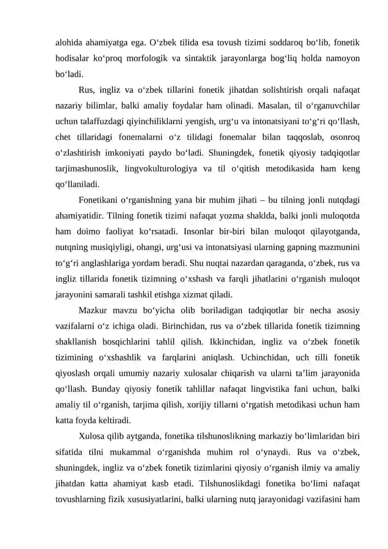 Rus va o‘zbek tilshunosligida fonetika. Ingliz va o‘zbek tilshunosligida fonetika 3