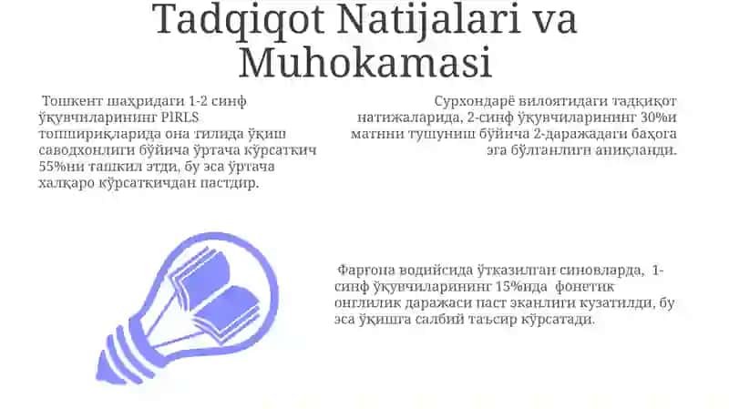 Ona tili va 1-2-sinflarda o'qish savodxonligi: PIRLS vazifalari asosida 3