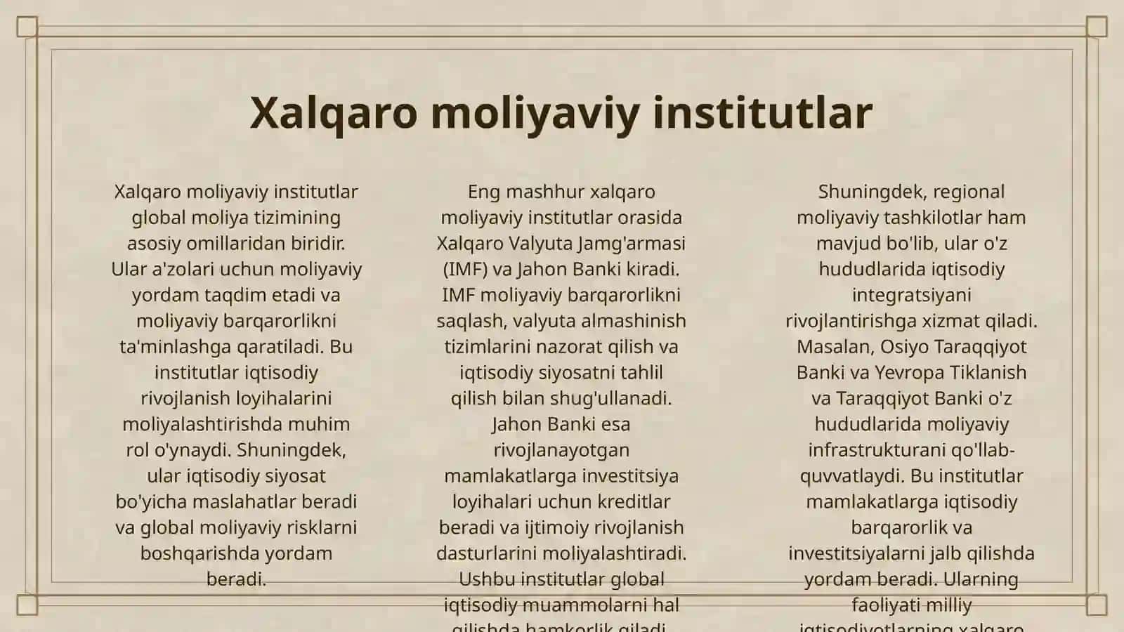 XALQARO MOLIYA VA MILLIY IQTISODIYOT ALOQASI 3
