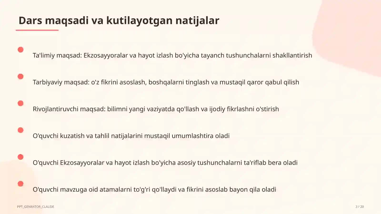 Ekzosayyoralar va hayot izlash (11-sinf) 3