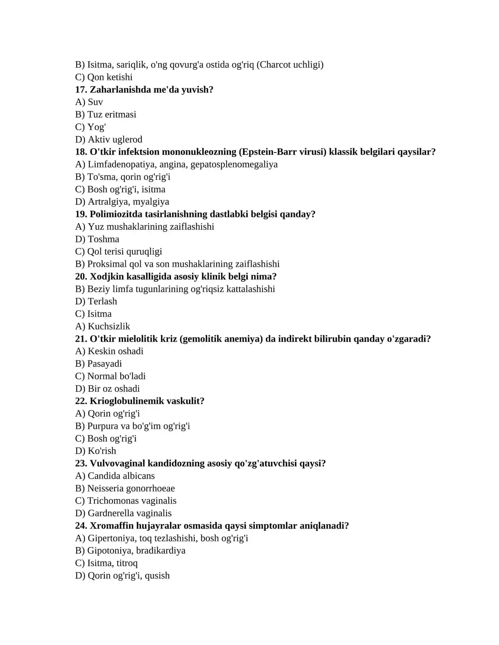 Tibbiyot fani testlari 3