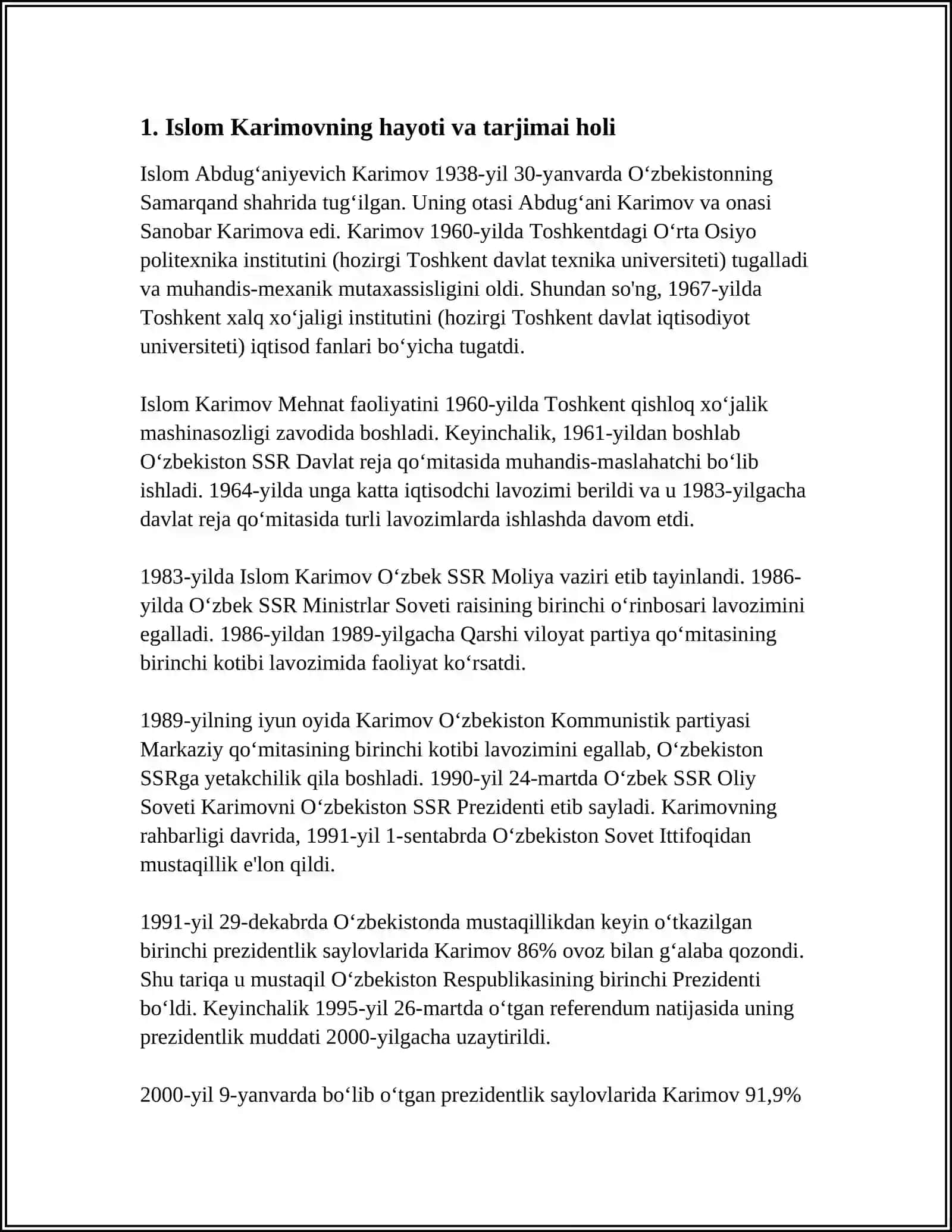 I.KARIMOV - ÕZBEKISTONNING BIRINCHI PREZIDENTI 3