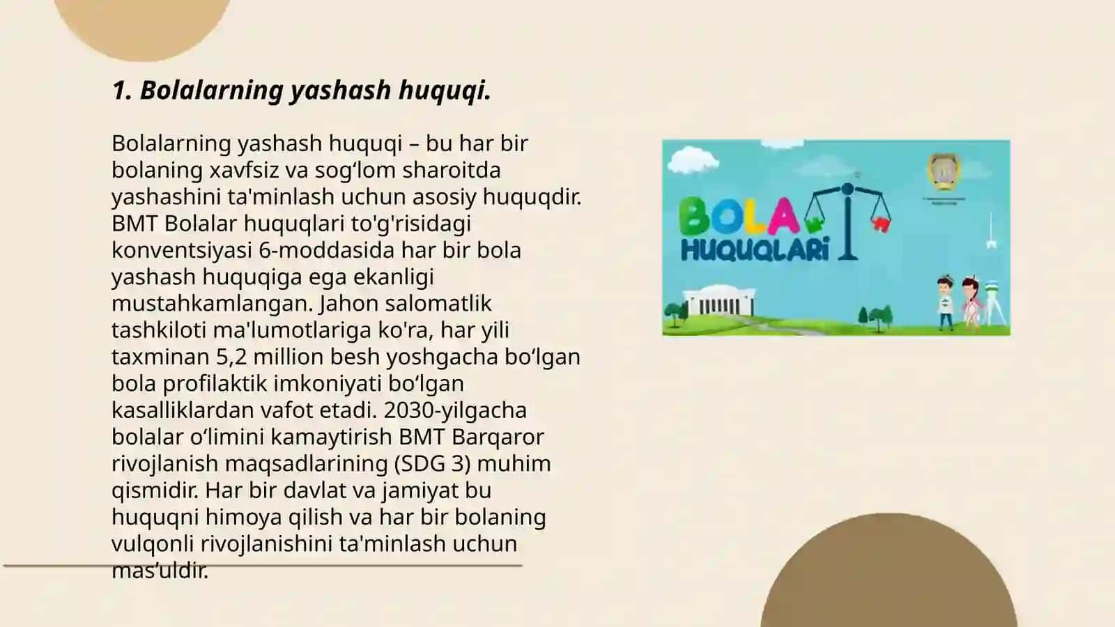 YUNESKO tashkilotining Bollar huquqlarini himoya qilish to’g’risidagi Konvensiyasi. Bola huquglari to’g'risidagi Konvensiya 3