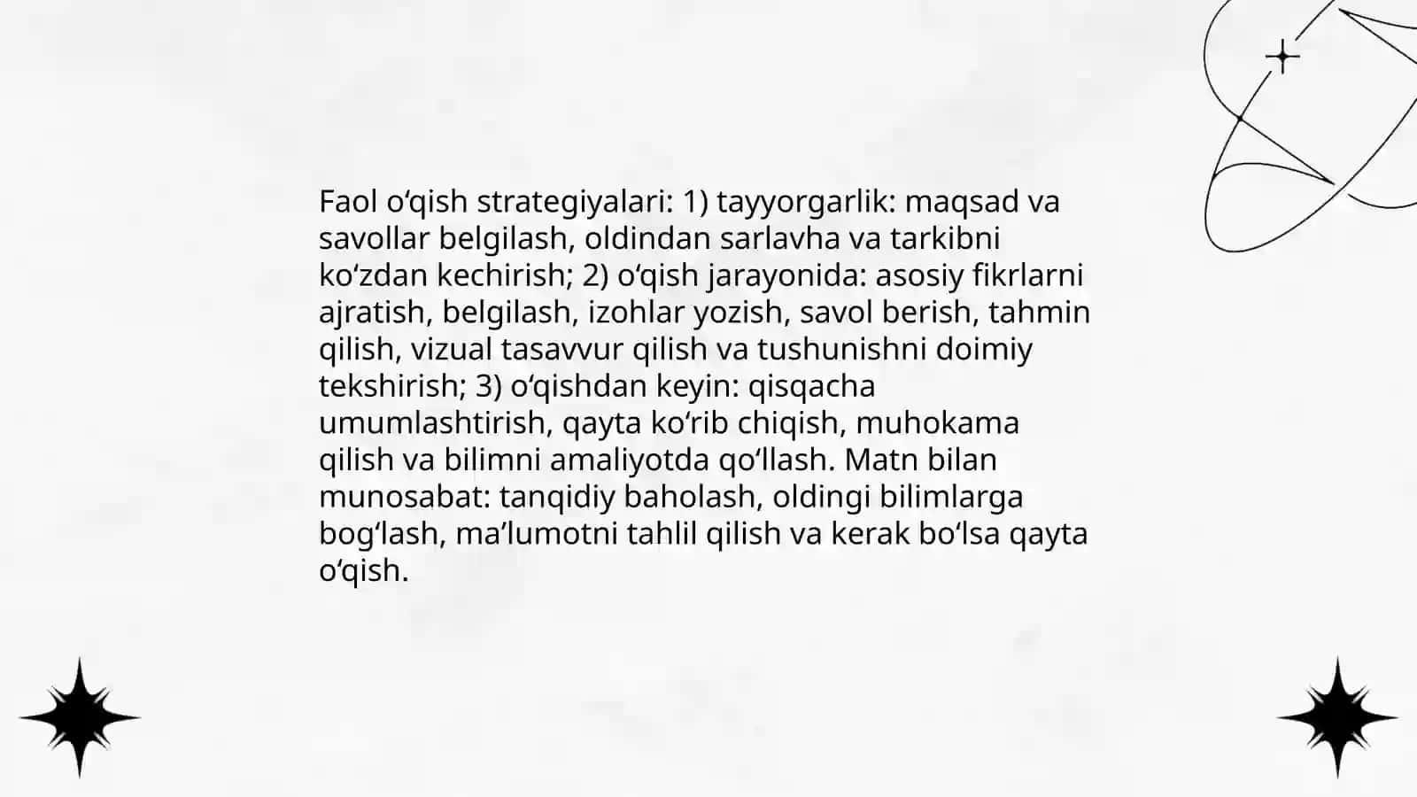 Faol o‘qish strategiyalari va matn bilan munosabat 3