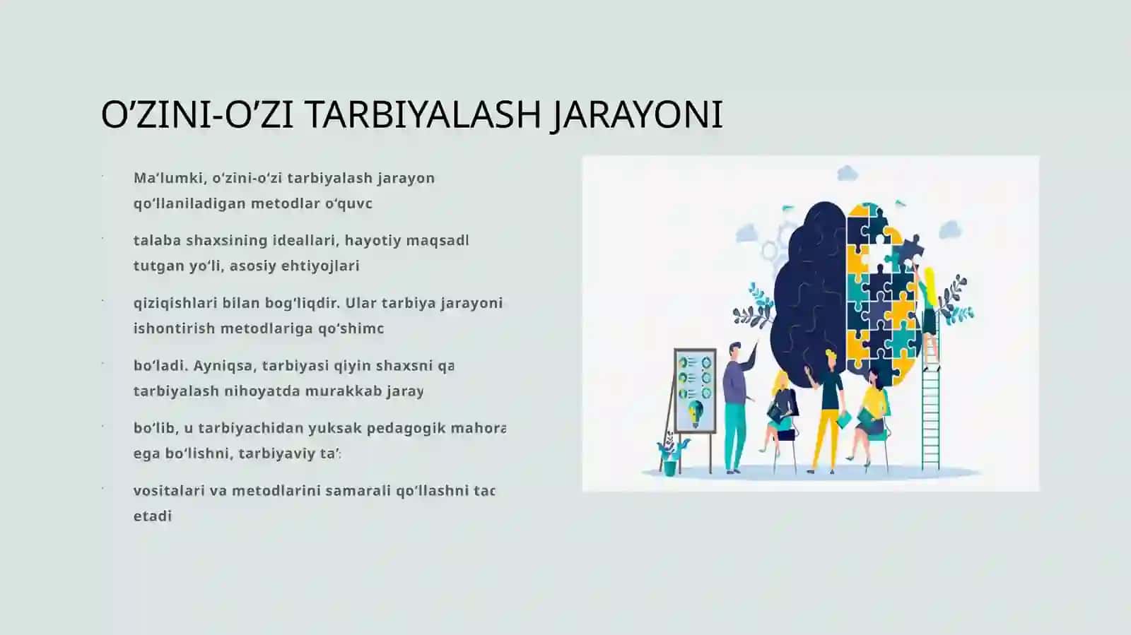 SHAXSNI O’ZINI-O’ZI TARBIYALASHI MUAMMOSI YUZASIDAN TASAVVURLARINI SHAKILLANTIRISHI 3