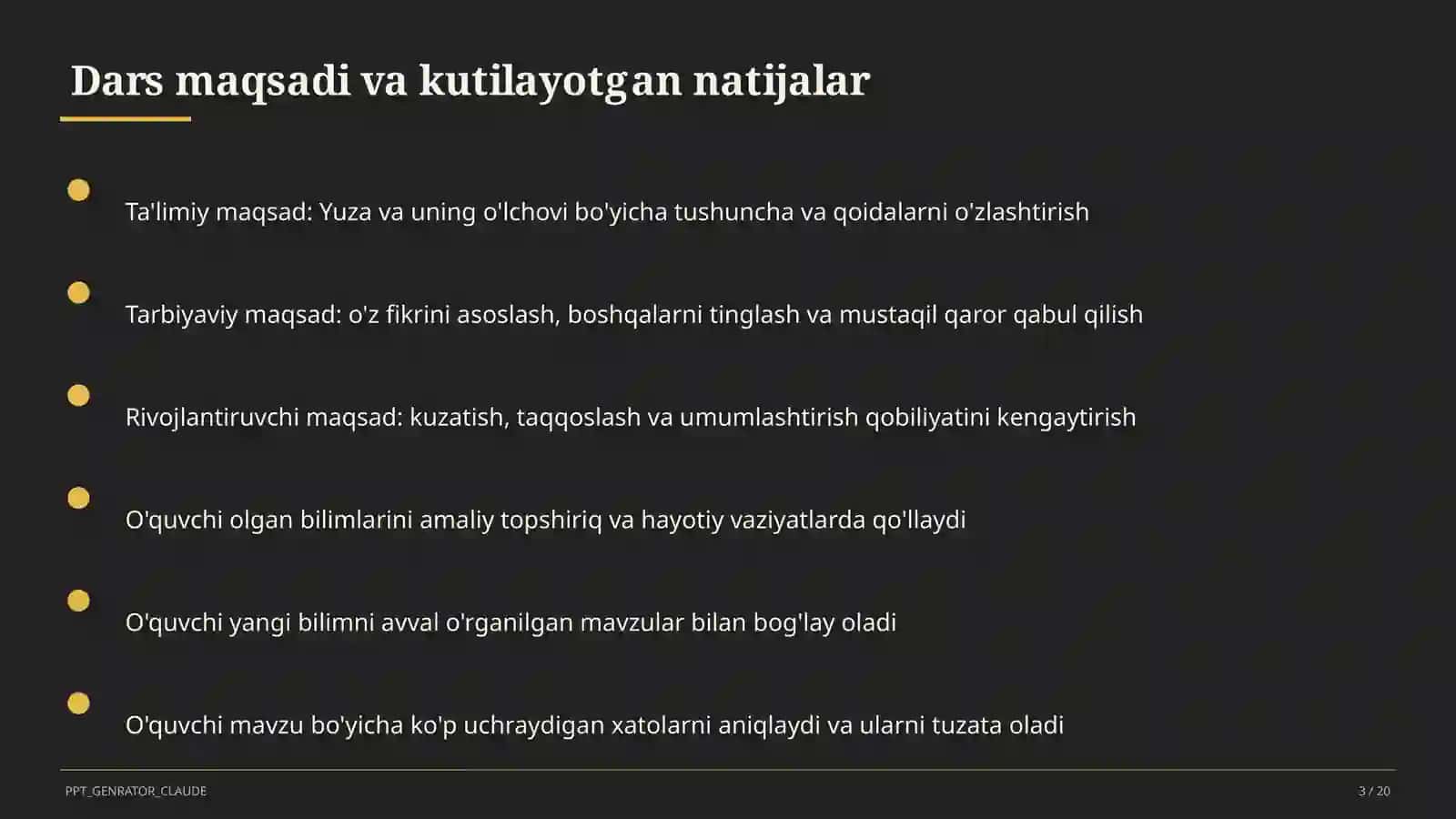 Yuza va uning o'lchovi (3-sinf) 3