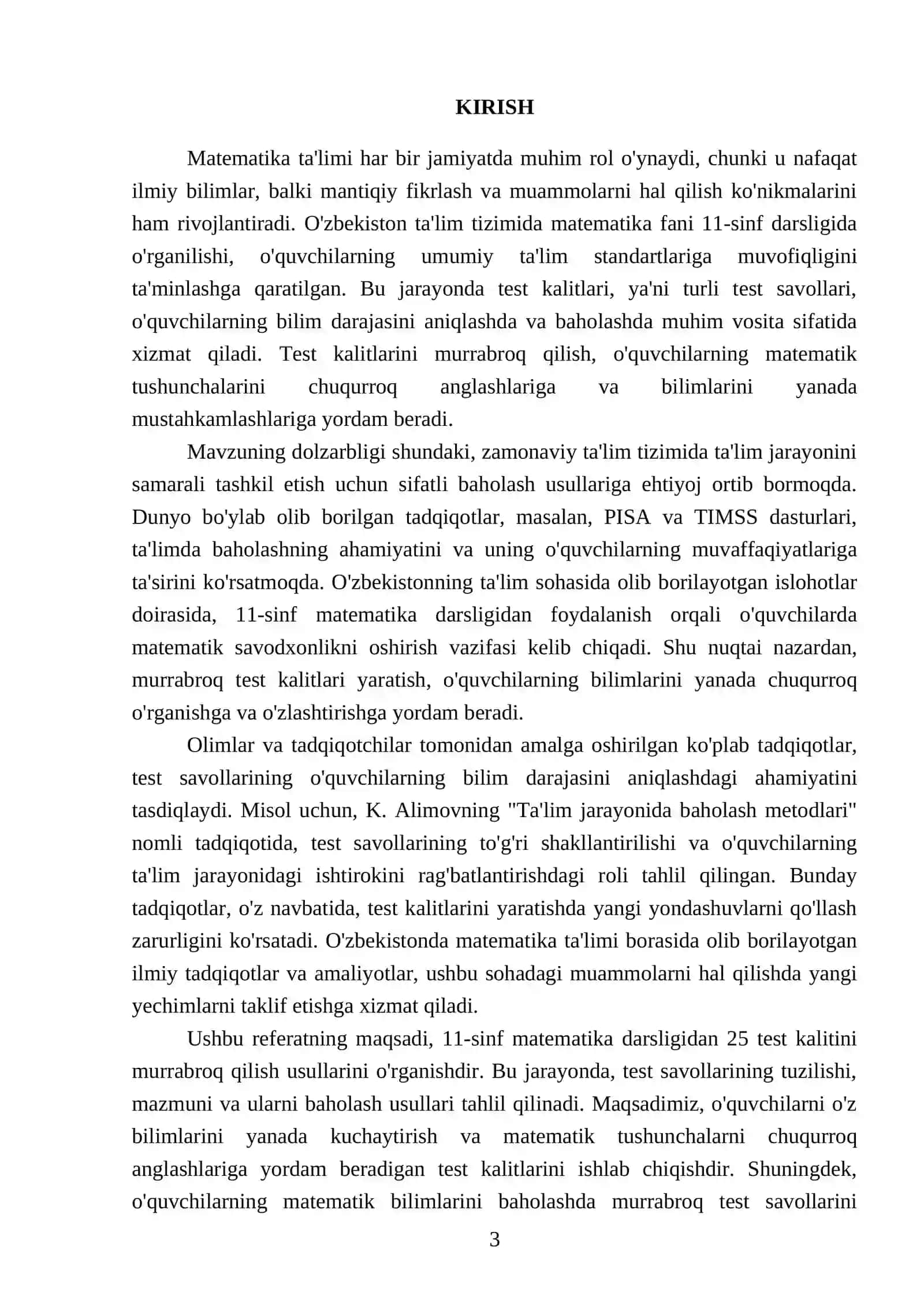Matematika 11-sinf darligidan 25 test kalit murrabroq bo'lsin 3